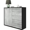 Vladon Madia Ben V2, mobile con 1 anta e 5 cassetti, nero opaco/ossido di grigio (79 x 74 x 36 cm)