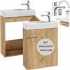 Deftrans Mobile da bagno con mobiletto 50 x 70 x 21,3 cm - Armadio pensile con lavandino e rubinetto, set moderno di mobili per bagni eleganti