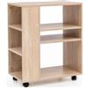FineBuy Scaffale 60x35x75 cm Carrello con Ruote Legno, Scaffale Cucina Stretto, Tavolino Telefono con Ruote Moderno, Libreria Stretta Contenitore Alto Grigio