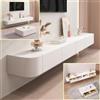 XDXINY Supporto TV in Legno Massello - Sospeso per Soggiorno e Casa - Tavolino TV Sospeso - Dimensioni 140, 160, 180, 200, 220, 240 cm - Bianco (160 x 20 x 24 cm)
