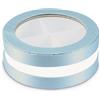Generico 6 SCATOLE portaconfetti 10x4 cm TONDE Fondo e Coperchio | Vari Colori | 4 Scomparti per bomboniera bomboniera confettata Porta Confetti (Celeste)