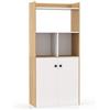 GYMAX Libreria Moderna Autoportante 60 x 30 x 133 cm, a 3 Ripiani con Cubi Aperti, Armadio a Doppia Anta, Dispositivo Antiribaltamento, Elegante Organizzatore di Stoccaggio per Soggiorno Studio