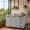 Linea Azzurra Sottolavello 120 Solo Mobile Cucina con 4 Cassetti e 2 Ante in Legno Made in Italy H85xL120xP50 cm Facile da Montare (Vasca a Sinistra, Cemento)