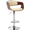 CLP Sgabello rétro Kingston con Braccioli I Sgabello Bar Girevole in Similpelle E Legno I Sgabello Alto Regolabile 63-77 CM, Colore:Noce/Crema