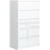 MebLocker Cassettiera con 5 Cassetti - Settimino 39x70x125 cm - Cassettiera Salvaspazio per la Camera da Letto e Soggiorno - Armadio con Cassetti dal Design Moderno - Bianco con Frontali Lucidi