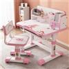 HshDUti Set scrivania per bambino, altezza regolabile, design a distanza dorata per prevenire la miopia, sedia e cassetto ampio