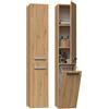 BDW - Armadio da bagno scorrevole - Armadio da bagno alto con cesto portabiancheria 174 x 31 x 30 cm - Lato di apertura della porta selezionabile - Rovere Artigianale
