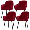 ZRCYXDW Set di 4 Elasticizzato Fodera Poltroncina Sala Pranzo, velluto Soggiorno Copertura Sedia da Scrivania Rimovibile Coprisedie con Braccioli Lavabile per Soggiorno-vino rosso-4 Pezzo