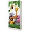 leomark armadio bianco 70 x 42,5 x 161,5 cm alla stanza del bambino, capiente e funzionale armadio in legno con ante, solido appendiabiti, mobili per bambini, Animali