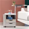 Shiyinge Comodino, funzionale, girevole, regolabile, mobile, per camera da letto, comodino, cassettiera, mobile aperto, tavolo da caffè in legno, tavolo per laptop con cassetti