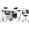 XDrum DD-670 Mesh E-Drum Kit - batteria elettronica con vera HiHat - pad in legno con mesh heads - 720 suoni - include hardware, sgabello, cuffie e bacchette - Black Sparkle