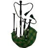Tartancity Cornamusa delle Great Highland scozzesi in palissandro finitura nera e supporti in argento, con copertura per aerofono a sacco in tartan nazionale irlandese