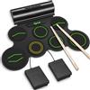 POGOLAB Set di Batteria Elettronica, 7 Pad Arrotolabili per Batteria Elettrica con Funzione Wireless, Kit di Batteria Midi Portatile Ricaricabile con Altoparlante/Pedali/Jack per Cuffie, Ottimo Regalo