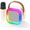 GX GARGIX Cassa Bluetooth Speaker Portatile Karaoke 1 2 Microfoni Senza Fili Effetti Voce (BEIGE, 1 MICROFONO)