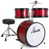 XDrum Junior KIDS Batteria incl. Scuola - Batteria Compatta per Bambini - Per Bambini da 3 a 5 Anni - Montaggio Facilissimo - Con Scuola, Sgabello, Bacchette & Chiave di Accordatura - Rossa