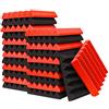 vdha 24 StüCk Akustik Schaum Platten, Dreieck Rille Studio Keil Fliesen, Feuerfeste Sound Paneele, Schalldichter Schaumstoff für die Wand, Rot und Schwarz