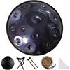 Generic Kurd Minor 440 Hz Handpan, tamburo a mano in acciaio inox con custodia in viola, 10 note strumento musicale per adulti, 56 cm