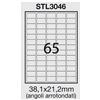 STARLINE STL3046 etichetta adesiva bianca 38,1x21,2mm, 65et/fg, angoli arrotondati, confezione 100 fogli