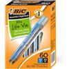 BIC Round Stic Xtra Life, penne a sfera, 1 mm, nero e blu, confezione da 60