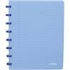 Atoma - Quaderno A5 ad anelli - Quadrato 5x5mm con Margine - 72 fogli staccabili (144 pagine) - Copertina in polipropilene riciclabile - Blu trasparente (4.1357)