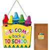 Generico Cartello Benvenuto Per Porta 'aula | Insegna Porta Benvenuto Con Gessetti Decorazione Scolastica - Foto Tavola Arredo Classe Per La Festa Studenti Insegnanti Primo Giorno Bambini Asilo