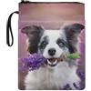 NETILGEN Custodia protettiva per libro con cane lavanda, con cerniera e portapenne, regalo per gli amanti dei libri, in tessuto lavabile, custodia per libri in brossura
