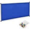 Danieli | Bacheca in feltro blu 200x100 con 40 puntine colorate | Lavagna in feltro blu o sughero con profilo in alluminio e kit per il fissaggio (vite e tasselli) incluso. Angoli coprivite in ABS