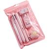 Generic Set da 7 pezzi di cancelleria rosa con penne a sfera, temperamatite, evidenziatore, nastro correttore, righello e coltello, ideale per scuola e ufficio, rosa