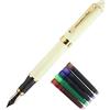Gullor, penna stilografica x450, motivo a torsione, colore dell'involucro: blu profondo e oro. blanc stylo plume ensemble