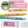 melu kids® Set di Etichette Adesive Personalizzate Scuola [60, Mix] - Etichette Adesive per Matite, Quaderni, Materiale Scolastico e Oggetti - Resistenti all'Acqua - Tre Dimensioni