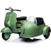 Moto Elettrica Per Bambini Vespa Sidecar Big 12V-Verde