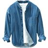UIOKLMJH Camicia di Jeans A Maniche Lunghe da Uomo Cappotto Comodo con Colletto alla Coreana Allentato Letterario Semplice