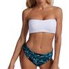 Ejoyous Costume da Bagno da Donna Senza Spalline, Bikini a Fascia, Costume da Bagno Sexy, Stampa Alta, Due Pezzi, Costume da Bagno per Donna(XL-Top Bianco e Pantaloncini Verdi)