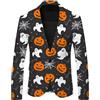 Generisch Vestito per Halloween, da uomo, divertente, con stampa a zucca, spaventoso, gotico, blazer sportivo con bottoni, festival per feste a tema, ballo, smoking, slim fit, Grigio T, M