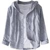 Generisch 2025 primavera estate uomo moda sciolto sole manica lunga camicia di lino tinta unita maglione blu scuro, grigio., XL