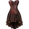 Hengzhifeng Corsetto con Gonna Sexy Donna Bustino Corpetto Costumi Carnevale (EUR 34-36,Marrone)
