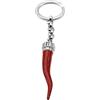 amorili Portachiavi Corno Napoletano Portafortuna Acciaio Inox Smalto a Caldo Indelebile Cornetto Rosso Napoli Amuleto Fortuna Idea Regalo prt0064