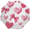 Ginfult Ombrello compatto da viaggio con motivo a cuori rossi e fiocchi e cuori, antivento, con apertura automatica, pieghevole, per pioggia, donne e uomini