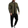 Generico Tuta Completa Sportiva Uomo Cotone 2 Pezzi Taglie Forti Giacca senza Cappuccio e Pantalone Comoda Tinta Unita Autunno Inverno Elegante Felpe con Zip e Tasche Alla Moda Jogging Palestra Sportiva