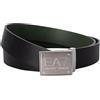 EA7 Emporio Armani Cintura Uomo Reversibile, fibbia con logo, Nero/Verde, One Size