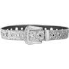 KANGQL Cintura in vita con fibbia con strass, stile punk con strass, locomotiva da donna, con paillettes, stile cowgirl occidentale, Y2K, cintura per jeans da uomo, argento