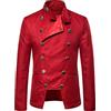 DUHGBNE Blazer casual da uomo, vestibilità aderente, giacca da lavoro, giacca leggera, multi tasca, maniche lunghe, risvolto con bottoni, stile casual slim fit, Nero , S