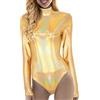 Generic Body da balletto, da donna, con effetto bagnato, in pelle, per ginnastica, sport, sexy, per carnevale, gold, S