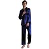 Ginell Pigiama da uomo in vera seta, 100% seta di gelso, tinta unita, bottoni frontali, set pigiama in seta da 2 pezzi, blu scuro, Blu scuro, L