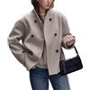 FYHTC Trench da Donna Manica Lunga Elegante Bottoni Colletto Alla Coreana Caldo Cappotto di Transizione Cappotto Invernale Corto Giacca Autunno Inverno Parka con Collo con Revers Cappotto di Lana(Khaki,Medi