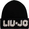 LIU JO Berretto donna Beanie logo jacquard in lana nero C25LJ47 2F4053 M0300 22222 TAGLIA UNICA