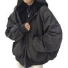 tinbarry Giacca Invernale Donna Baggy Parka Double Face Caldo Peluche Reversibile Giacca Foderata in Pile con Cappuccio Su Entrambi i Lati Parka Zip Spessa Giacca da Esterno a Maniche Lunghe