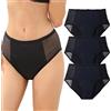 Rainjia Mutande da donna con forte sanguinamento da 50 ml, lavabili, 3 ragazze hipster mestruali, taglie XS - 6XL postpartum slips cotone Sexy Mesh Periodenslips, 40 - 150 kg, Confezione da 4, 3XL