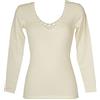 RAGNO Camiciola Donna Manica Lunga con Pizzo 85% Lana Merino e 15% Seta Articolo 713739, 002 Bianco Lana, 5-Quinta (F 4 - D 5 - UK 40 - USA L)