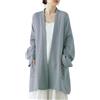 PRINCESS BRIDE Cardigan da donna in cotone e lino, stile giapponese, stile retrò, stile zen, Verde chiaro, L